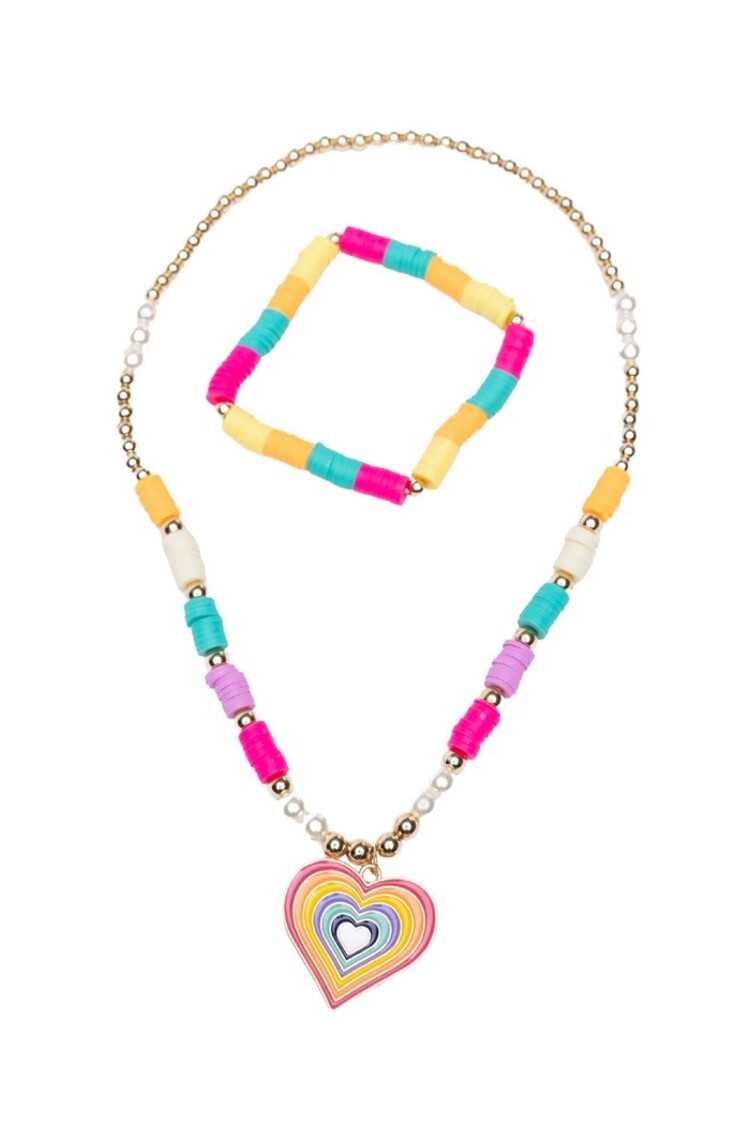 Great Pretenders Rainbow Love Necklace Bracelet Set