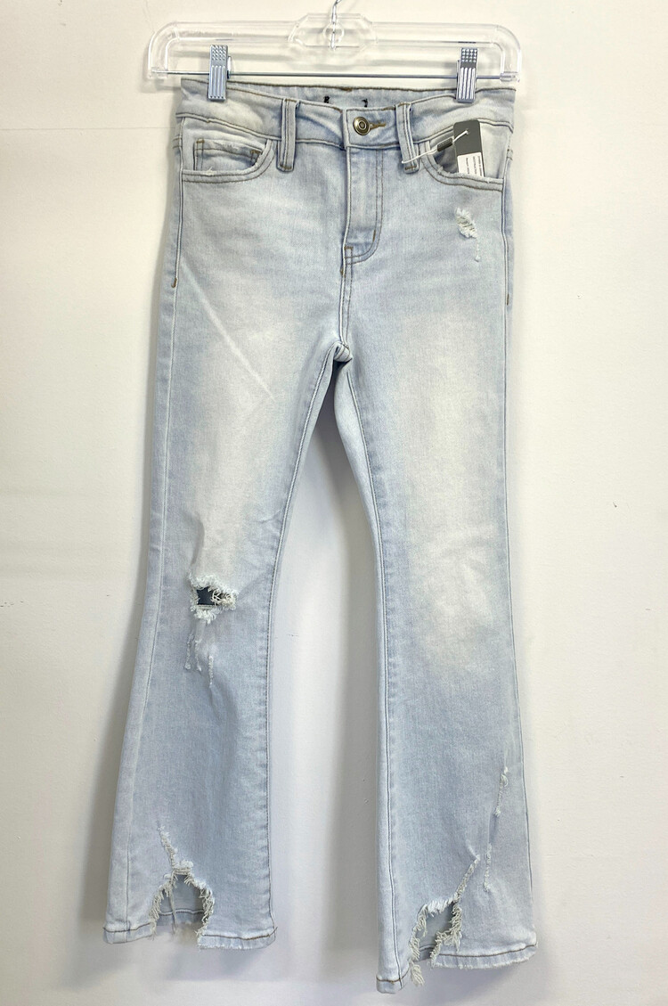 Tractr Indigo Destructed Flare Jeans