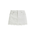 Tractr White Floral Eyelet Hem Demin Skort