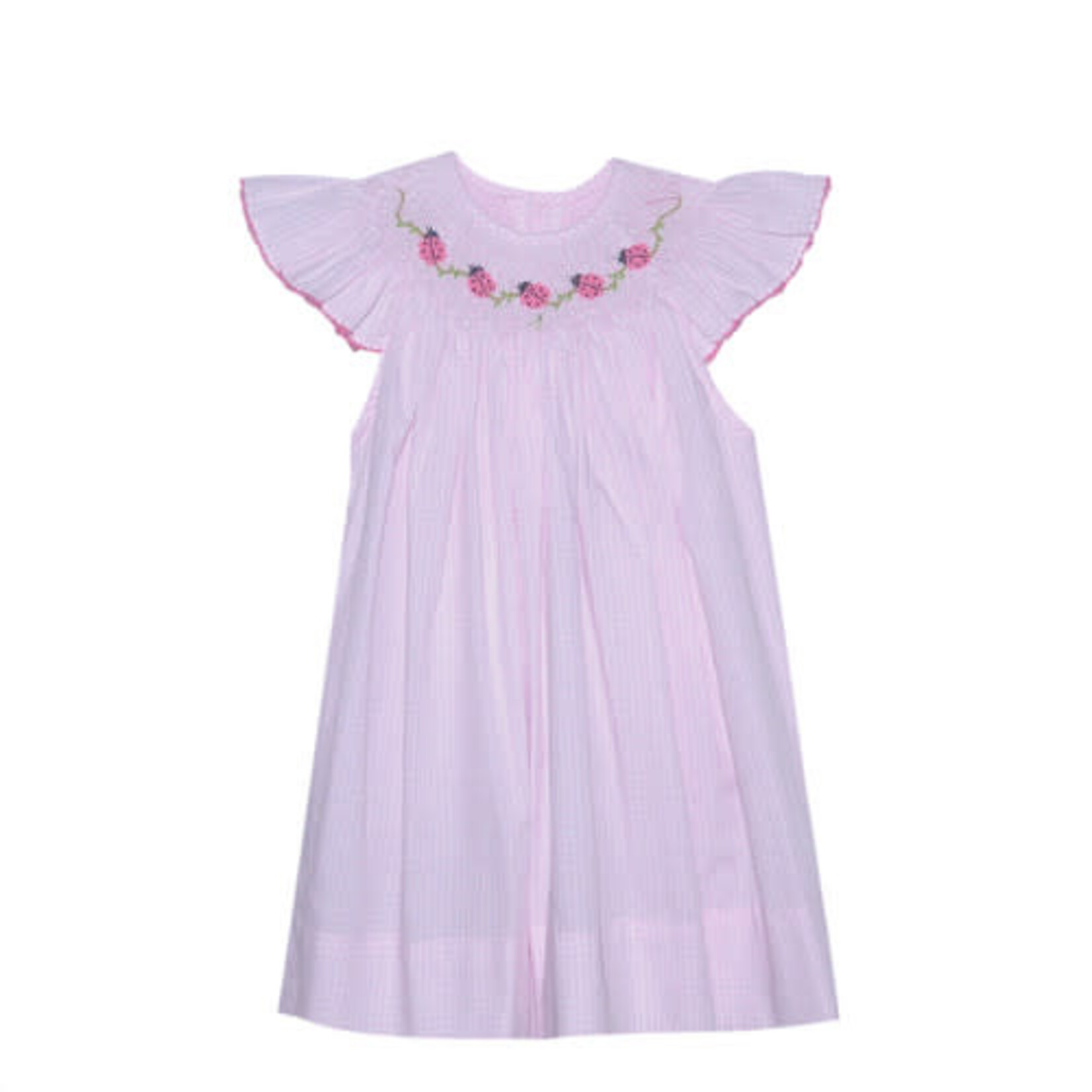 Remember Nguyen Pink Ladybug Georgette Bishop Dress