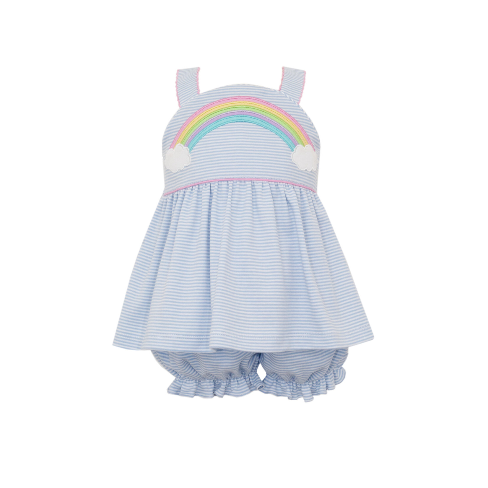Claire & Charlie Blue Stripe Rainbow Bloomer Set