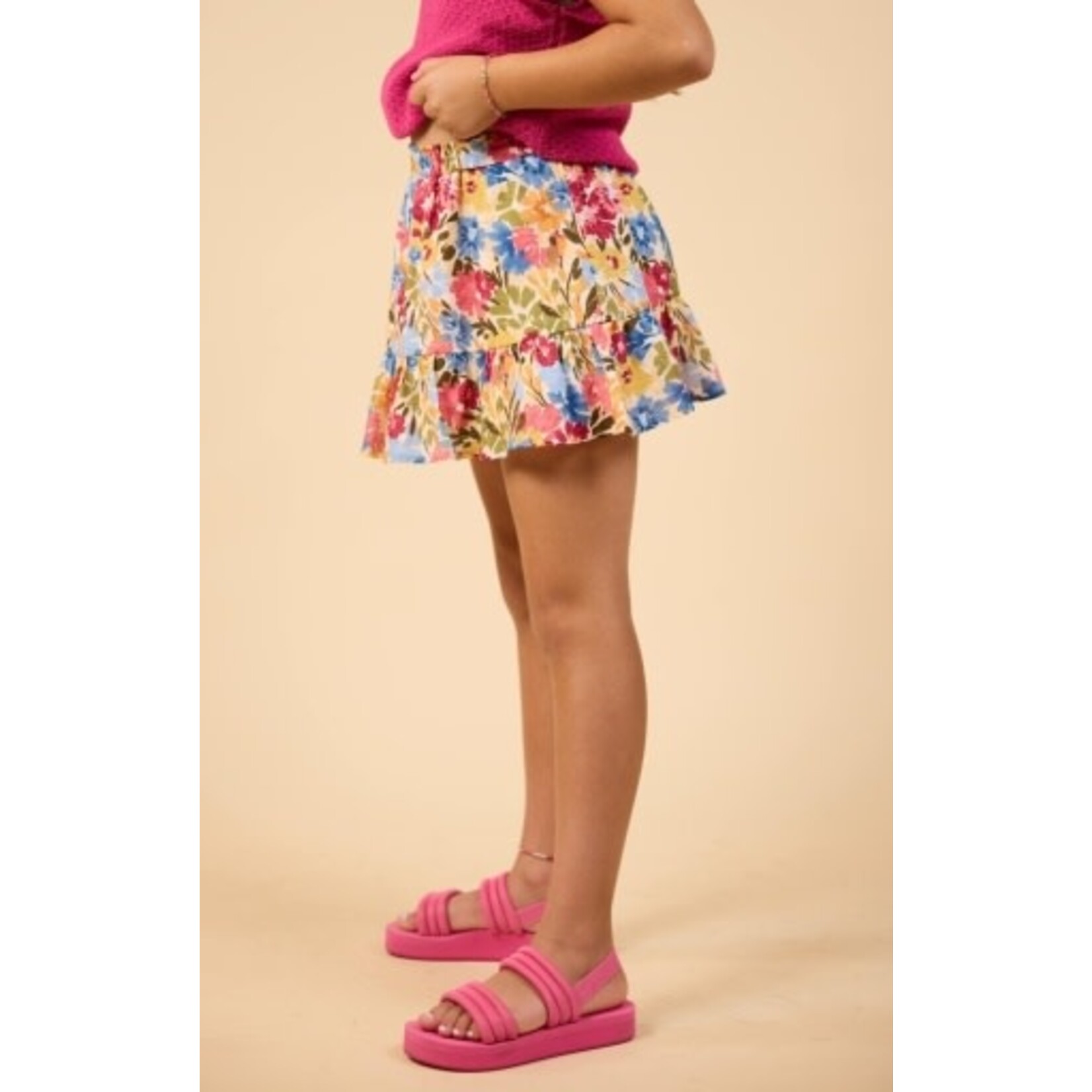 Sadie & Sage Floral Ruffle Hem Skirt