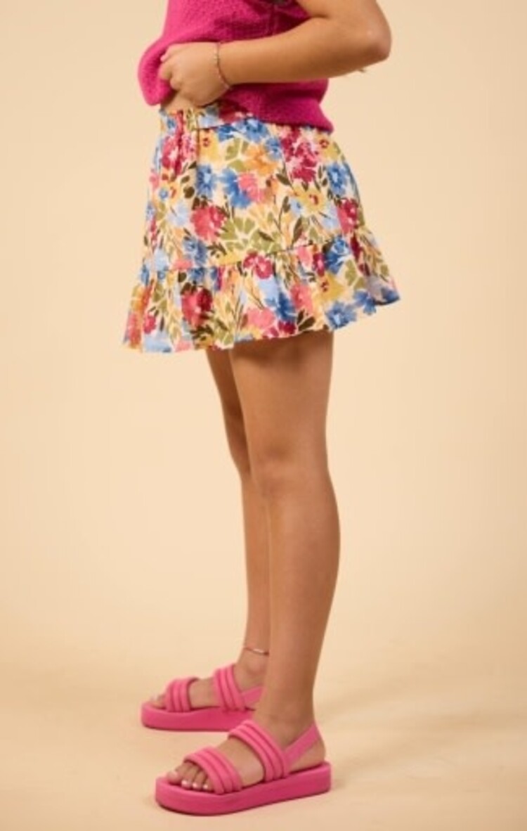 Sadie & Sage Floral Ruffle Hem Skirt