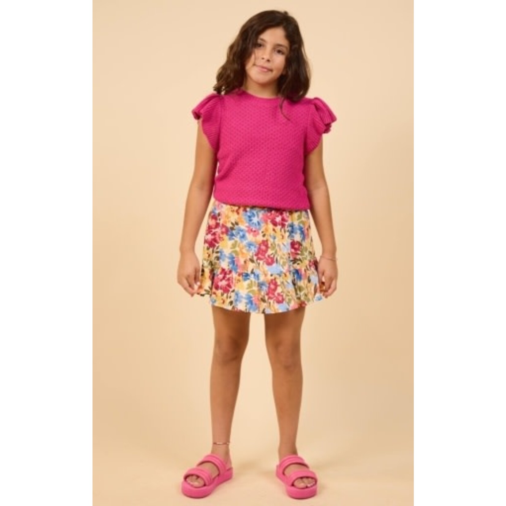 Sadie & Sage Floral Ruffle Hem Skirt