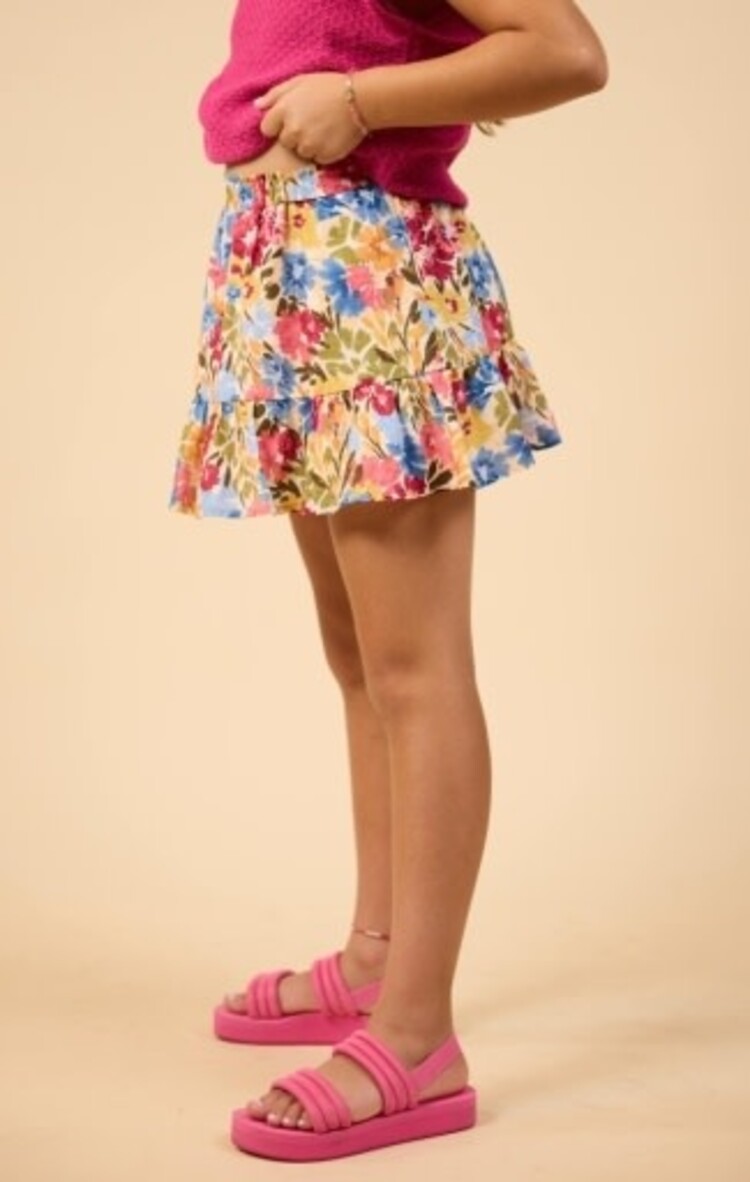 Sadie & Sage Floral Ruffle Hem Skirt