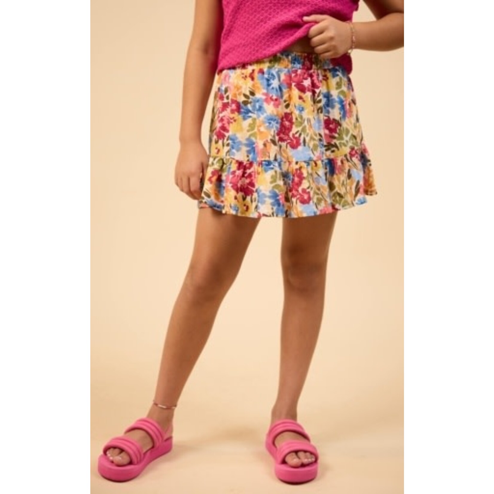 Sadie & Sage Floral Ruffle Hem Skirt