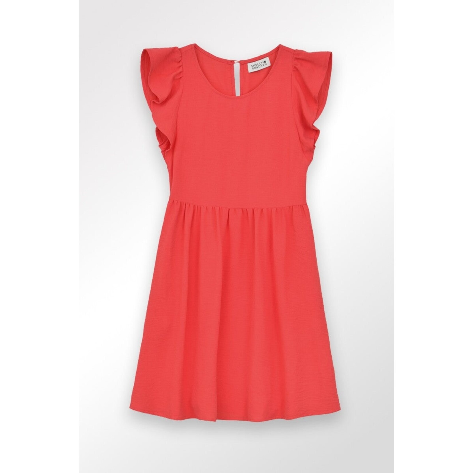 Molly Bracken Coral Ruffle Skater Dress