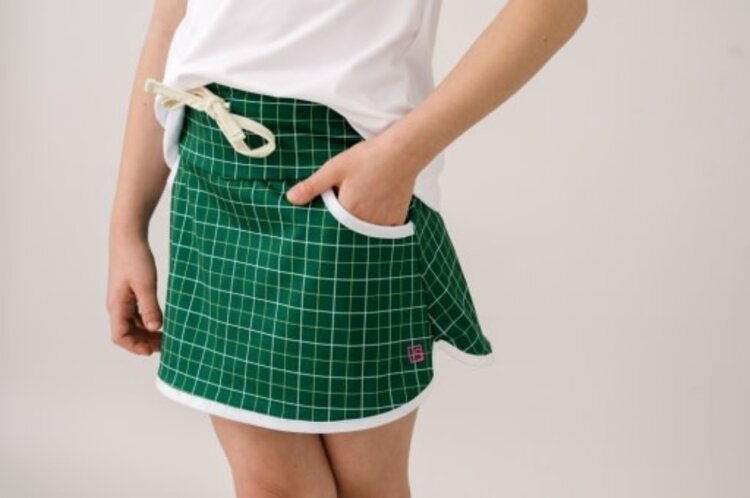 Set Athleisure Green Windowpane Tiffany Skort
