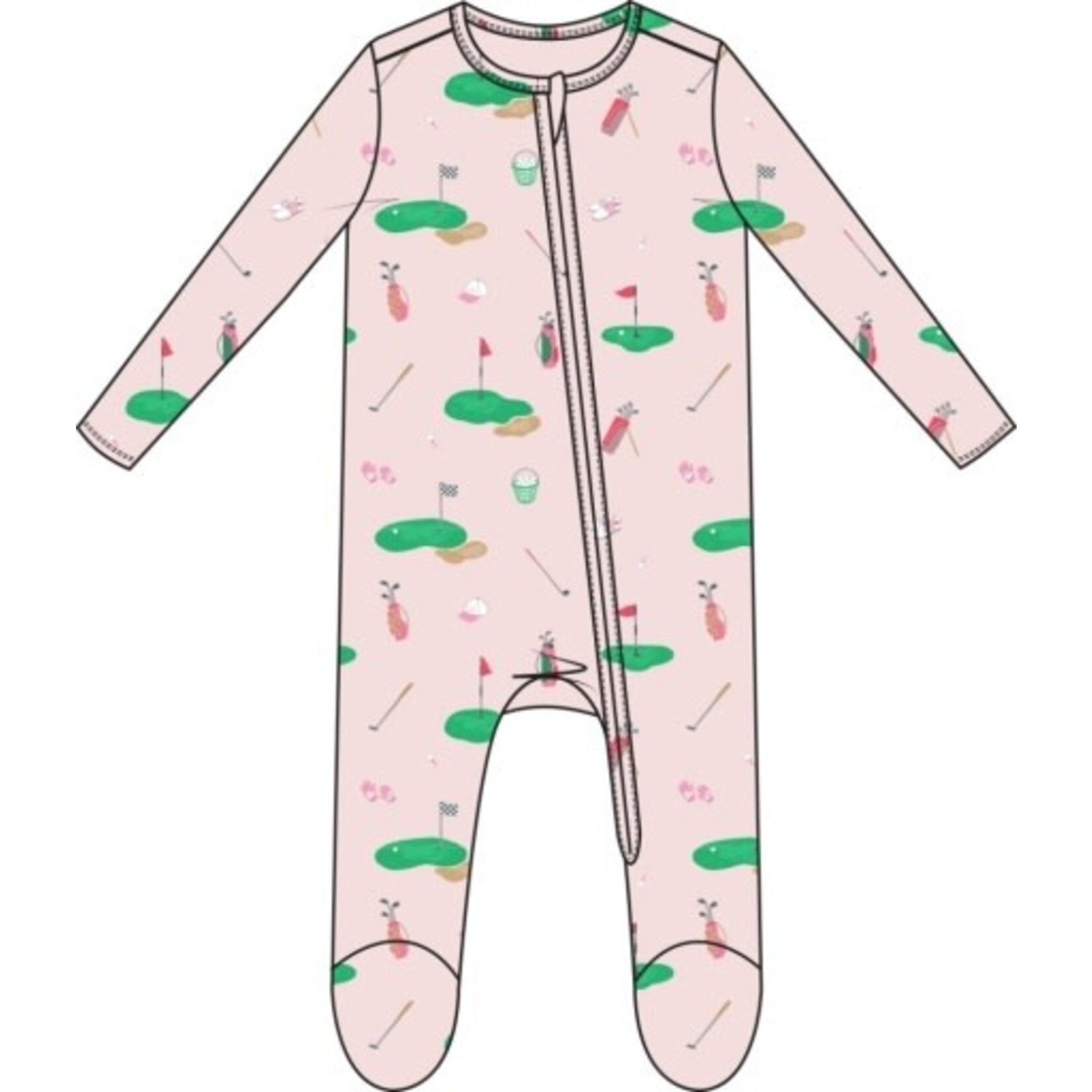 Angel Dear Golf Things Pink Zip Footie