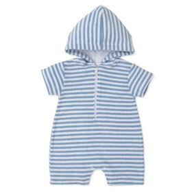 Kissy Kissy Lt Blue Cabana Terry Hooded Romper