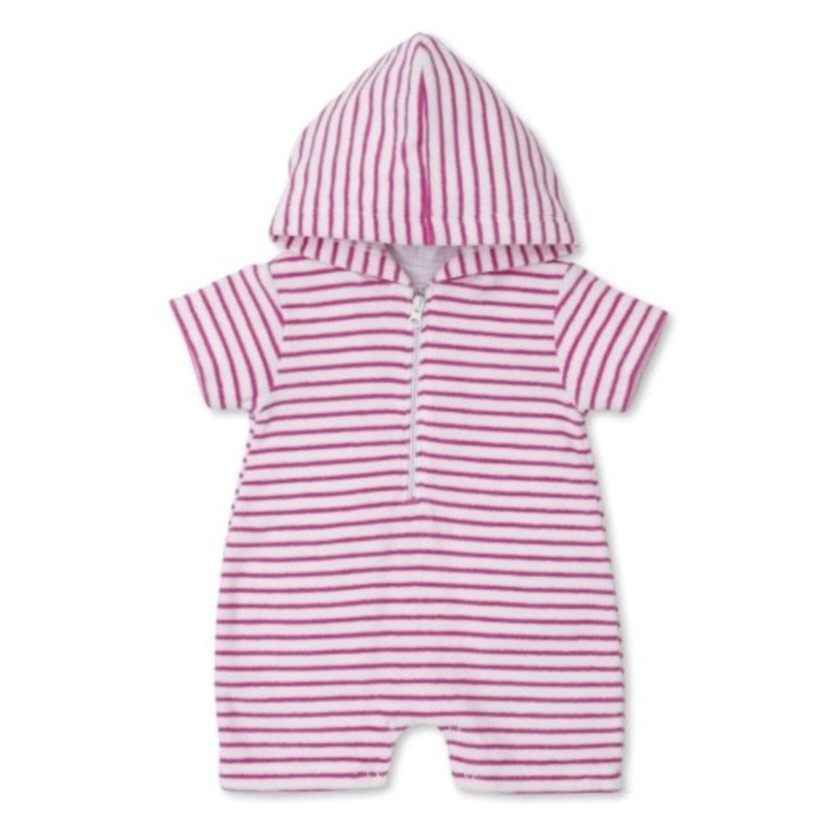 Kissy Kissy Fuschia Stripe Cabana Hooded Romper