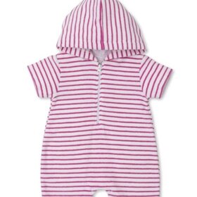 Kissy Kissy Fuschia Stripe Cabana Hooded Romper