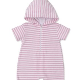 Kissy Kissy Pink Stripe Cabana Terry Hooded Romper