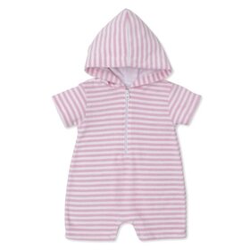 Kissy Kissy Pink Stripe Cabana Terry Hooded Romper