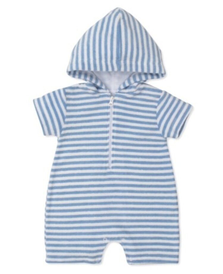 Kissy Kissy Lt Blue Cabana Terry Hooded Romper