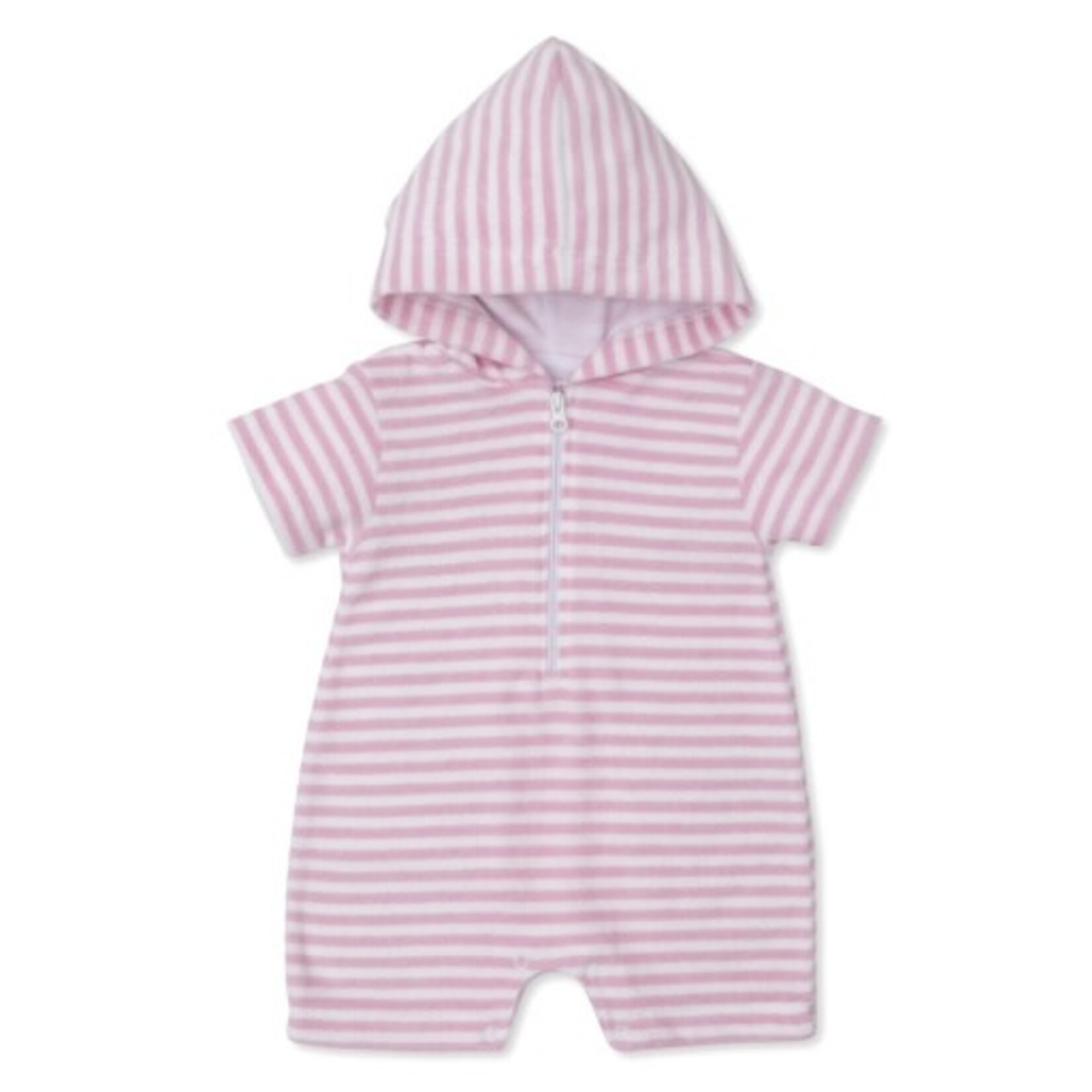 Kissy Kissy Pink Stripe Cabana Terry Hooded Romper