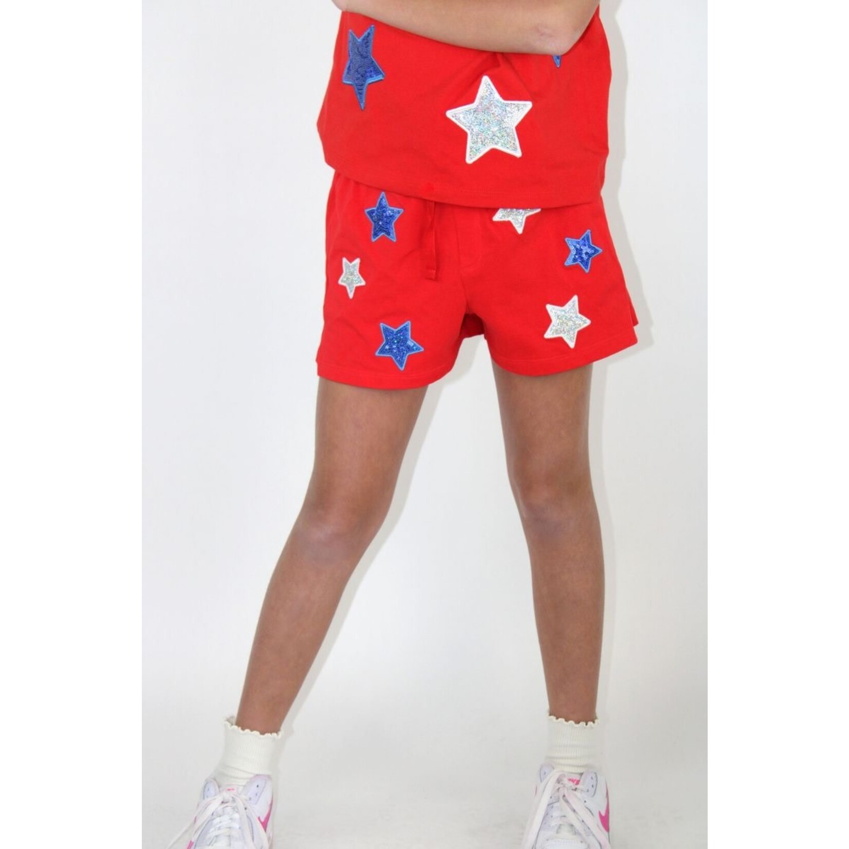 Paper Flower White and blue sequins stars short