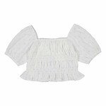 Mayoral White Sparkle Gathered Blouse