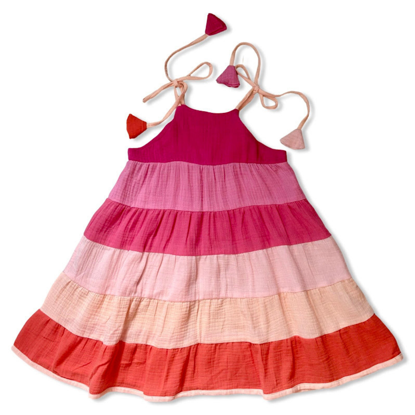 Six Color Layered Tassel Dress