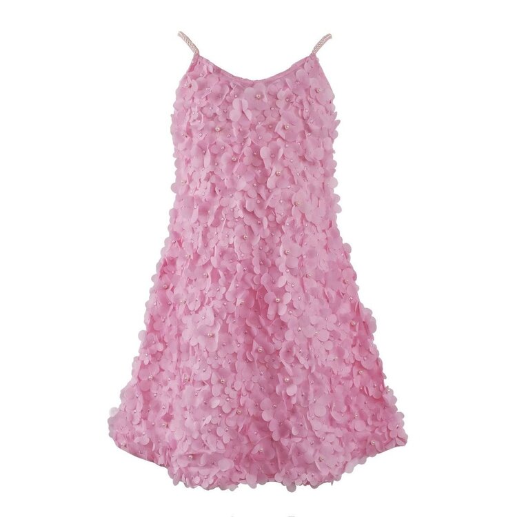 Lola and the Boys Pink 3D Flowers Dress