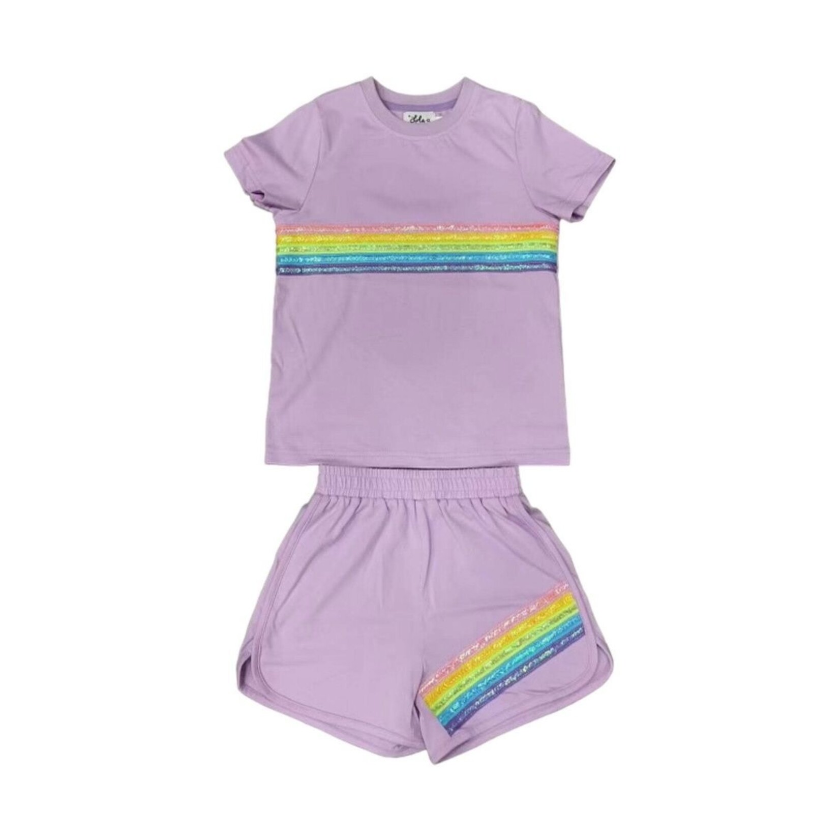 Lola and the Boys Lavender Rainbow Sequin Short Set