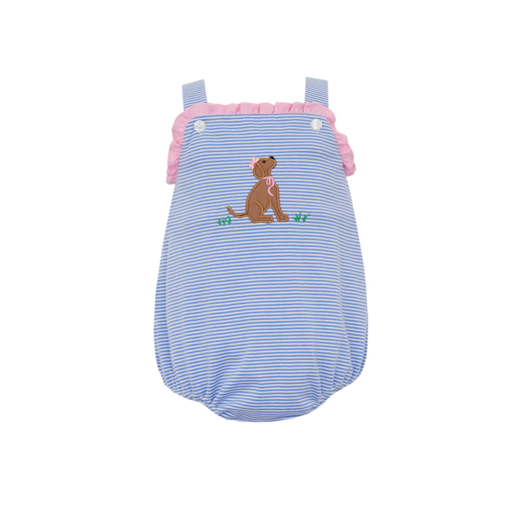 Claire & Charlie Blue Stripe Puppy Ruffle Bubble