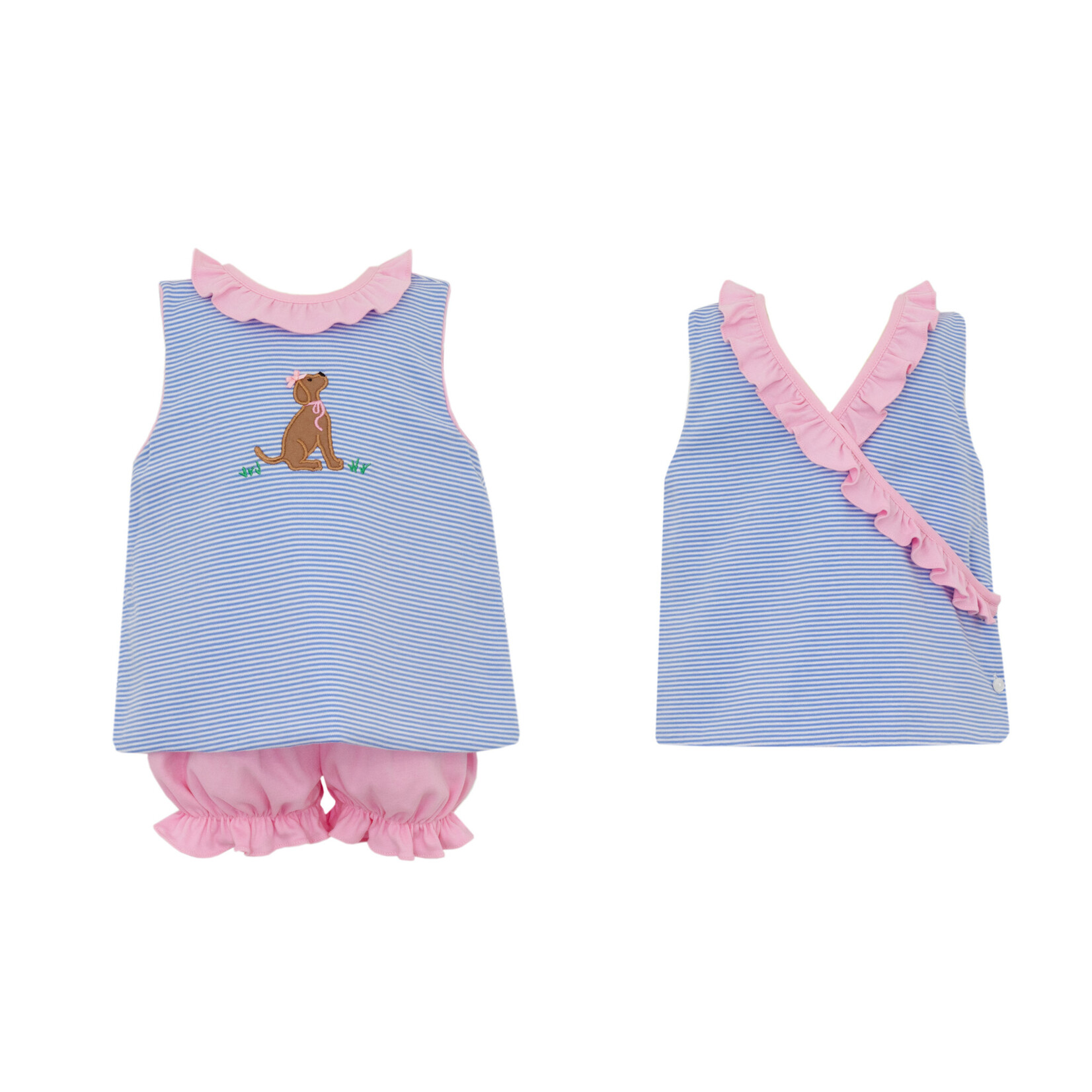 Claire & Charlie Blue Stripe Puppy Bloomer Set