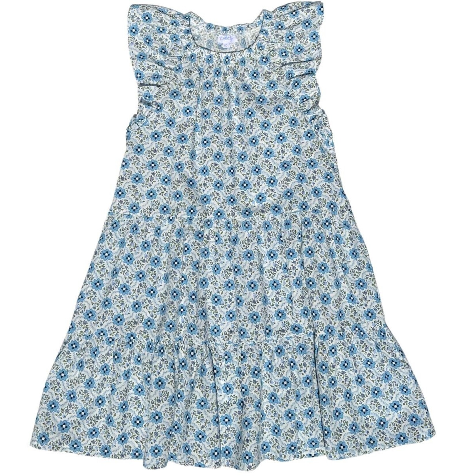 Pleat Layla Dress Blue Trellis