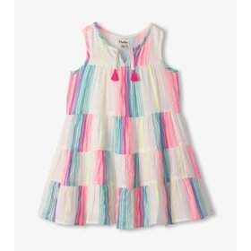 neon stripes layered tiered dress