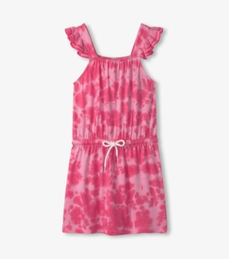 tie dye crush crochet sleeve dress