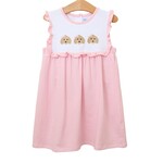 Trotter Street Kids Pink Puppy Trio Emb Dress