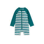 Tea Green Stripe Rash Guard Baby Swimsuit