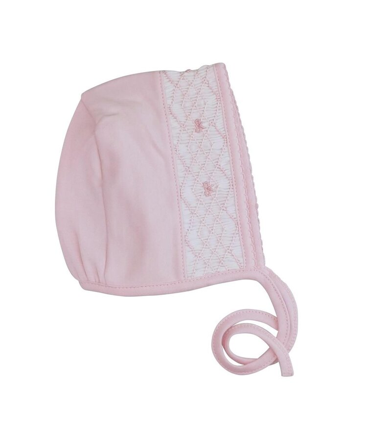 Baby Threads Pink Bows Smocked Bonnet