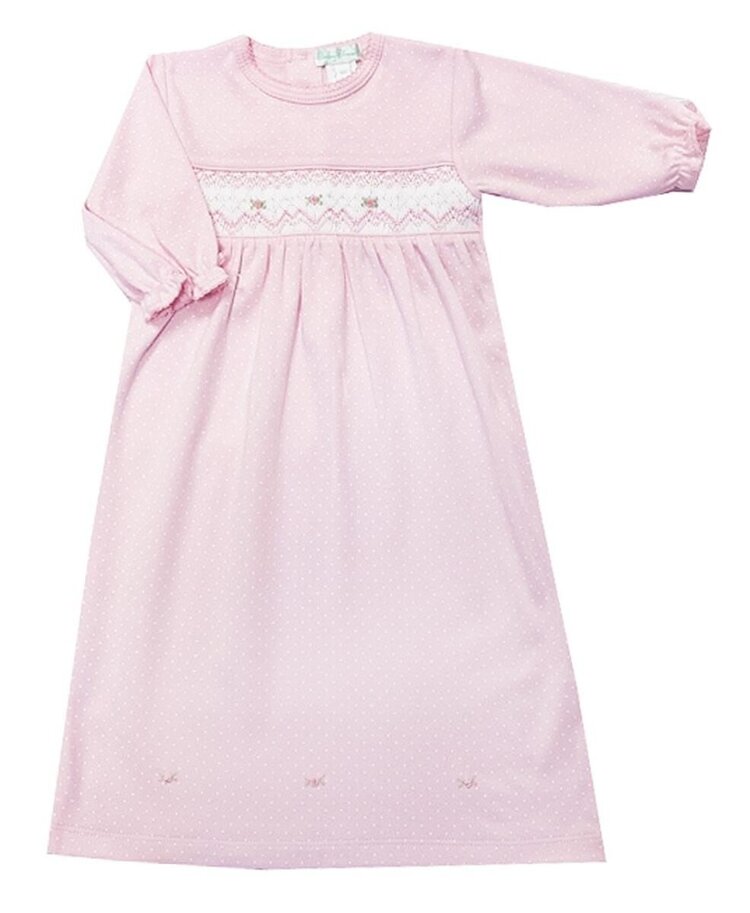 Baby Threads Pink Dot Smocked Rose Gown