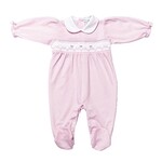 Baby Threads Pink Dots Smocked Rose Footie