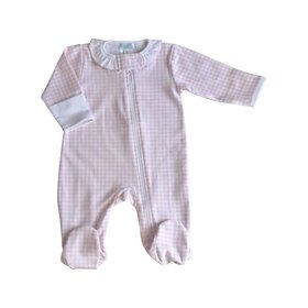 Baby Threads Pink Checks Zip Footie