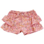 T2Love Peach Floral Side Smock Ruff Shorts