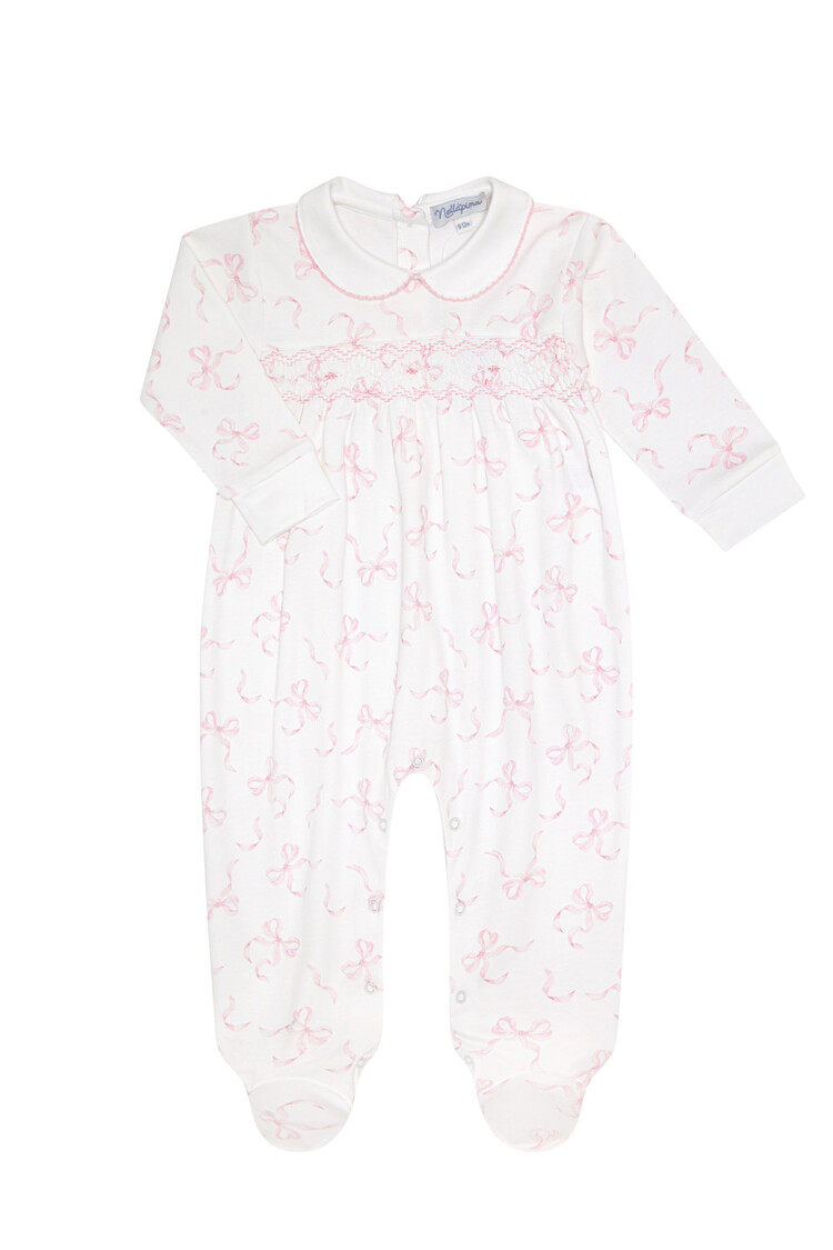 Nella Pima Charming Bows Smocked Footie