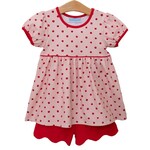 Trotter Street Kids Pink Apple Print Short Set