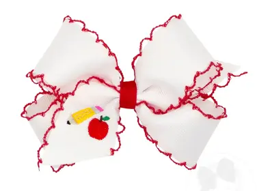 Wee Ones School Emb Moonstitch Bow