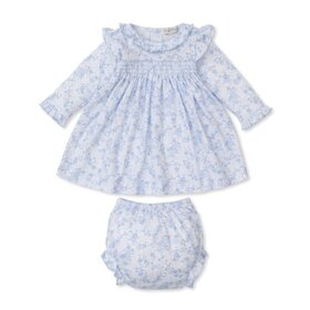 Kissy Kissy Blue Old English Roses Smocked Dress Set