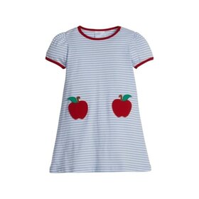 Little English Apple Applique Pocket Dress