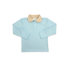 Set Athleisure Blue Stripe LS Parker Polo