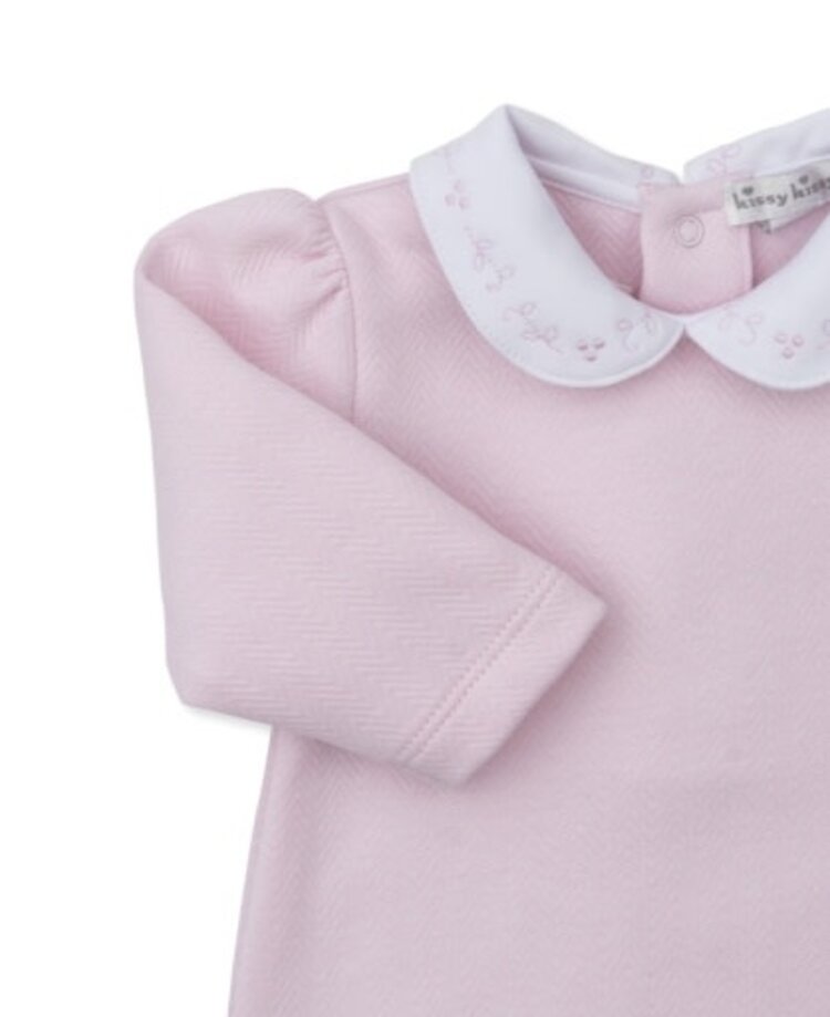 Kissy Kissy Pink Jacquard Collar Footie