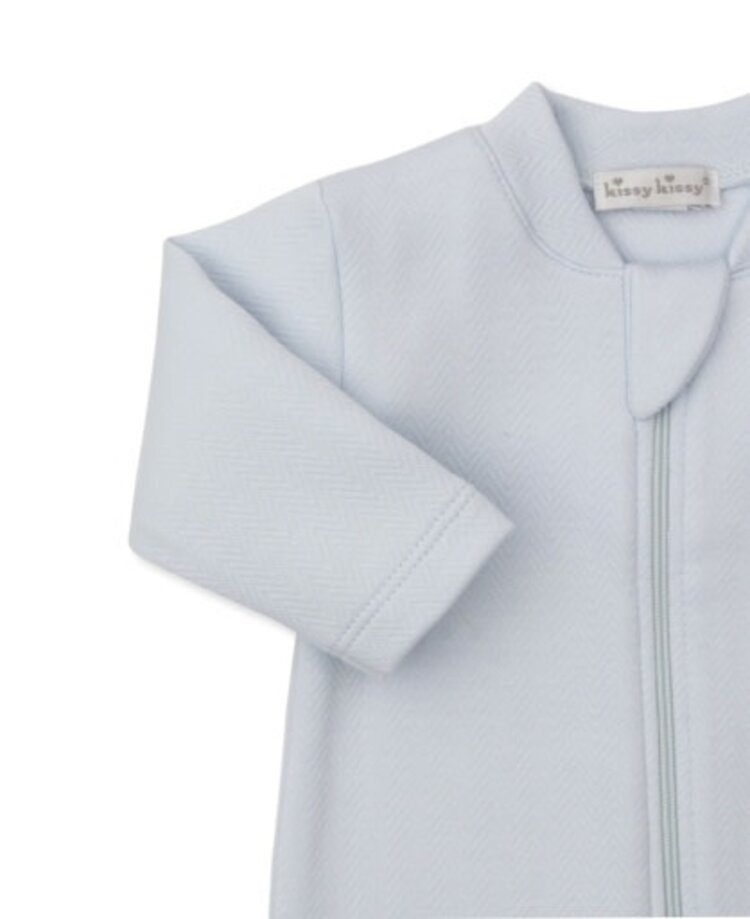 Kissy Kissy Blue Jacquard Zip Footie
