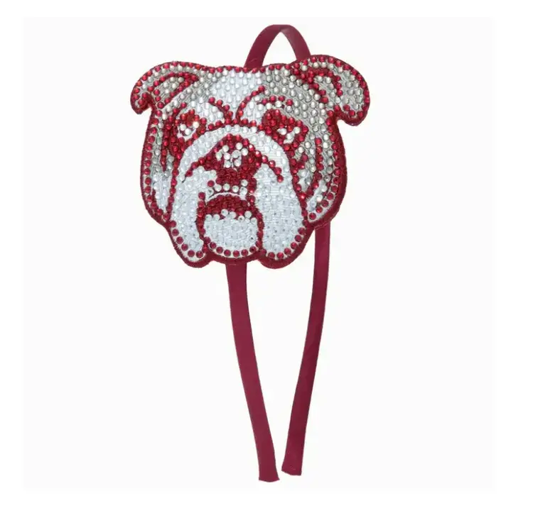 Azarhia Red Bulldog Rhinestone Patch Headband