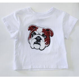 Azarhia Red Game Day Sequin Bulldog Tee