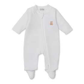 Kissy Kissy White Teddy Bear Jacquard  Footie