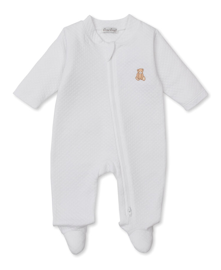 Kissy Kissy White Teddy Bear Jacquard  Footie
