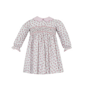 Petit Bebe Pink Jasmine Floral LS Scallop Collar Dress